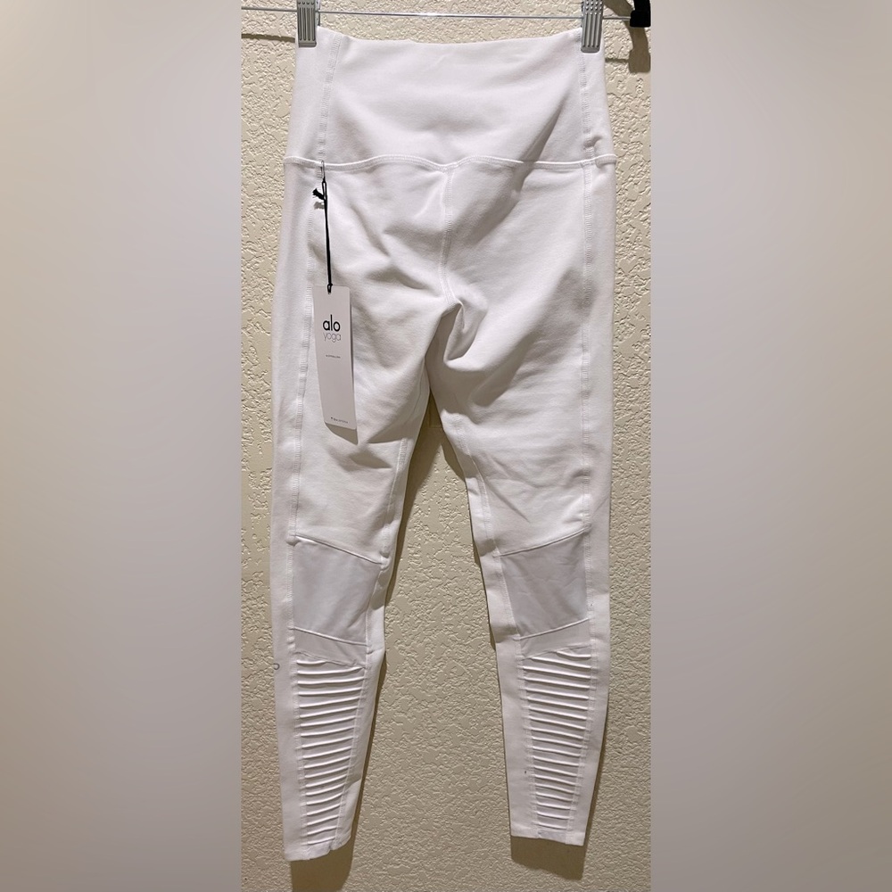 NWT Alo Yoga High Waist Moto Leggings White White Glossy Size S - Picture 5 of 8